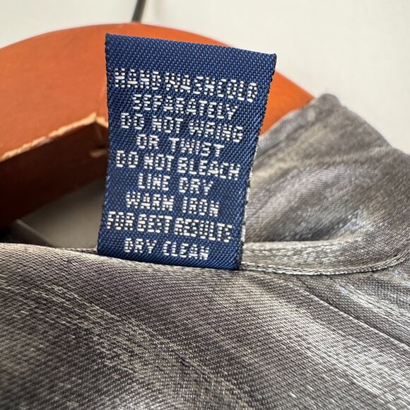 90s Vintage Karen Scott Liquid Dark Silver Long Sleeve Button Up Evening Blouse - Picture 14 of 14